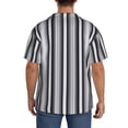 thumbnail image 3 of KLL Black White Gray Mexican Blanket Serape Stripes Print Men's Shirt Short Sleeve Button Down Summer Cuba Beach Shirts-4X-Large, 3 of 5
