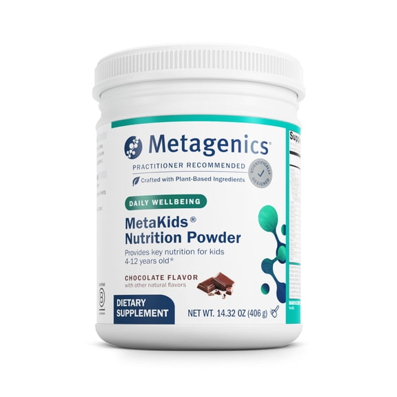Metagenics MetaKids Nutrition Powder - Kids Multivitamin Powder - With Prebiotics, DHA, Protein & Amino Acids - Complete Protein - Non-GMO & Gluten Free - Chocolate - 14.32 oz