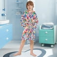 thumbnail image 5 of FORMRS Niños Bathrobe Unisex Hooded Robe Soft Plush Pajamas Sleepwear, Size 4-6T, Blue Colorful Circles, 5 of 7