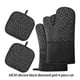thumbnail image 5 of Cateissary 4 unids/set de guantes antiadherentes de silicona para horno, manoplas para hornear barbacoa, manoplas antideslizantes resistentes al Cocina y Comedor Romboide negro, 5 of 6
