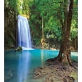 thumbnail image 3 of Woodland Duvet Cover Set, Waterfall Asia Thailand Jungle Tropic Plants Trees Tourist Attraction, Decorative 3 Piece Bedding Set with 2 Pillow Shams, Queen Size, Turquoise Green Brown, by Ambesonne, 3 of 3