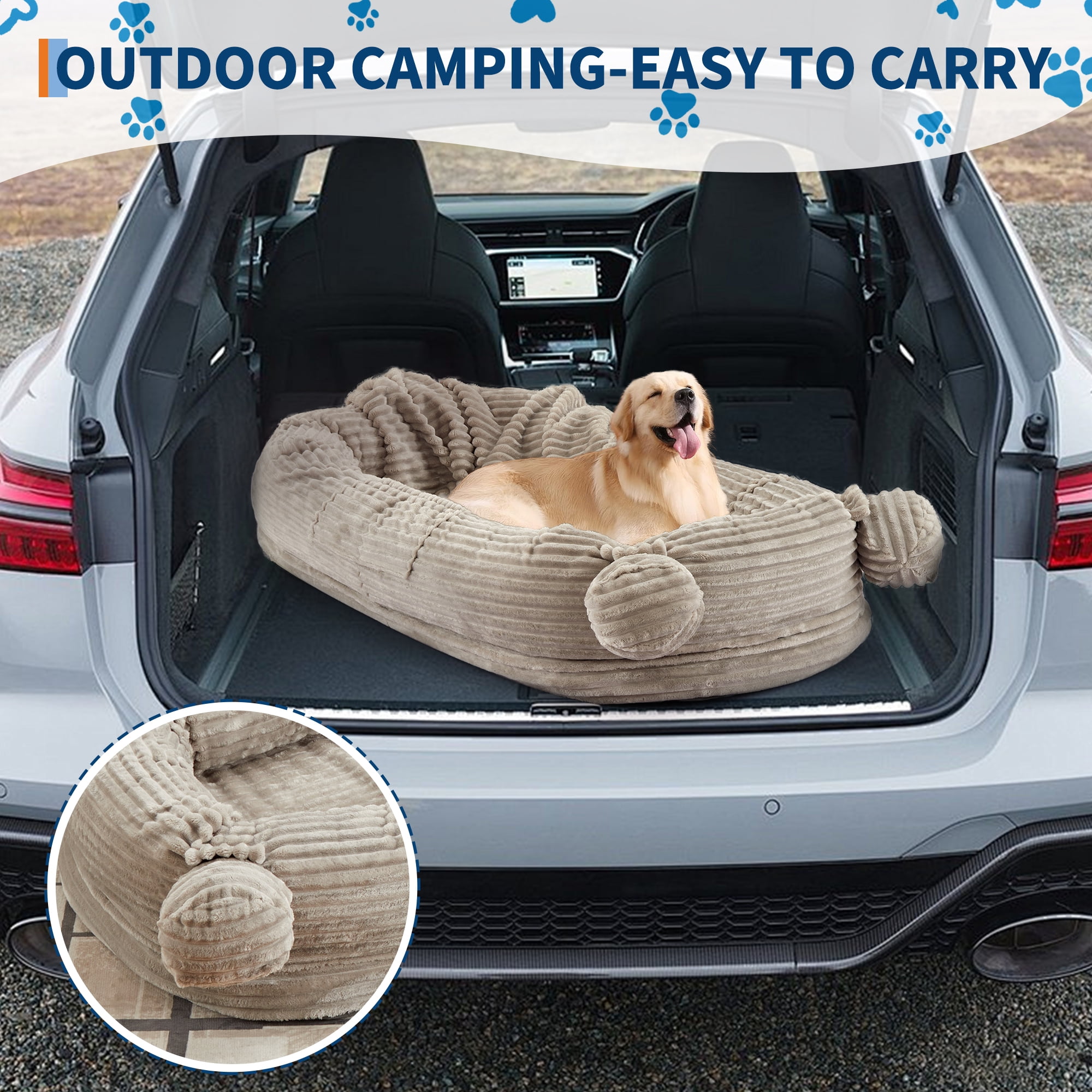 COOLYI Orthopedic Dog Beds for Extra Large Dogs 44x32Inch, Waterproof Memory Foam XL Pet Bed with Sides, Non-Slip and Egg-Crate Foam with Washable Removable Cover Brown