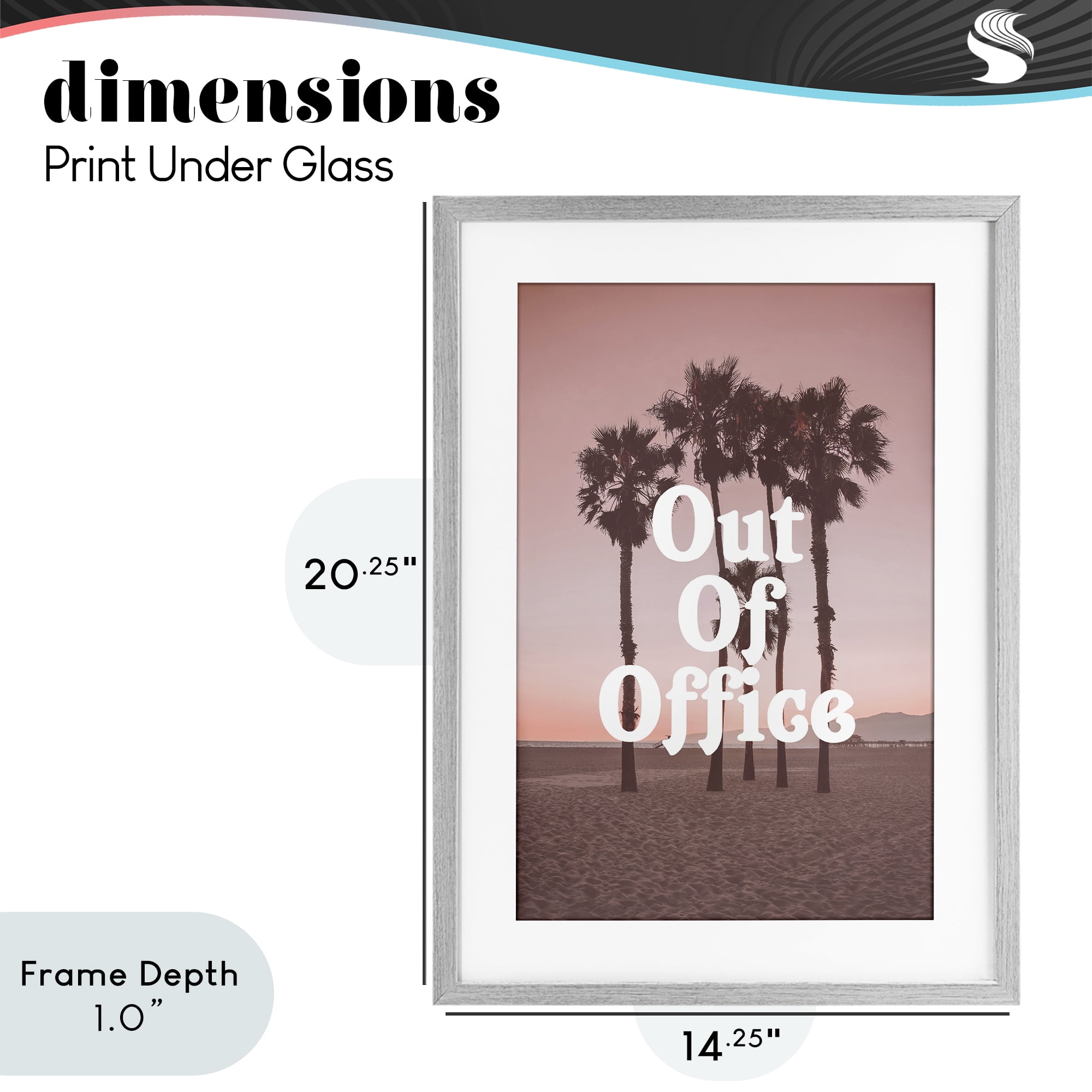 Stupell Industries Pink Tropical Out Of Office Gray Framed Print Under Glass, design by Lil' Rue
