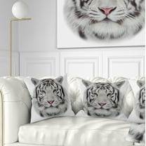 Designart White Bengal Tiger - Animal Throw Pillow - 16x16