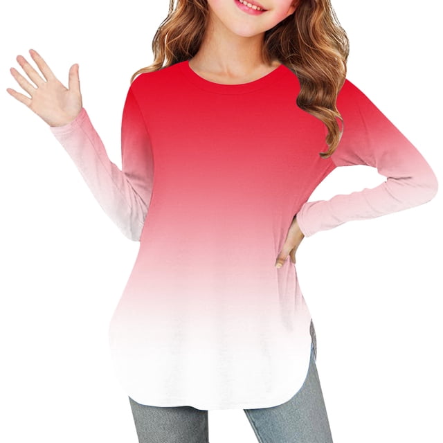 YUNAFFT T-Shirt Camouflage à Manches Longues pour Filles Confort Extensible Décontracté Ourlet Fendu sur le Côté Col Rond 2-12 Ans