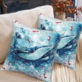 thumbnail image 4 of Summer Whale Throw Pillow Covers 16x16 Set of 2 Double-Sided Ocean Soft Decorative Cushion Covers, 4 of 5
