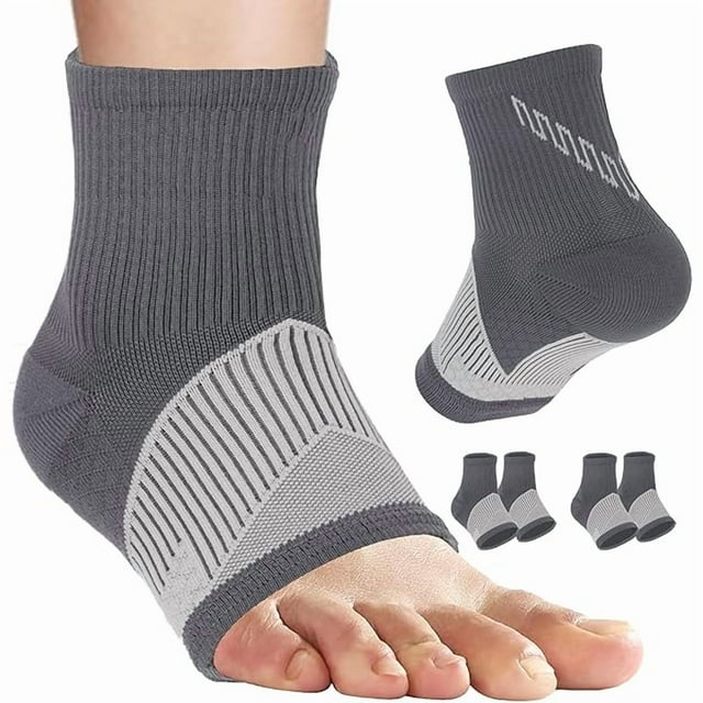 wonima44 DRNAIETY 2 Pairs Copper Ankle Brace for Men and Women - Ankle Compression Sleeves, Plantar Fasciitis Compression Socks, Foot Support for Sprains, Tendonitis, Breathable, Everyday Use (M)