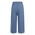thumbnail image 3 of Wide Leg Cropped Pants for Women Casual Travel Work Sweatpants Loose Fit Summer Trousers with Drawstring Waist and Pockets, 3 of 5
