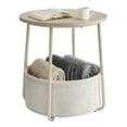 thumbnail image 4 of Table de Nuit Ronde Moderne avec Panier de Rangement, Blanc Crème, 4 of 9