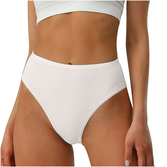Utoimkio Women's Cotton Bikini Briefs Underwear Casual High Cutted Bikini Panties Solid Summer Underpants for Women