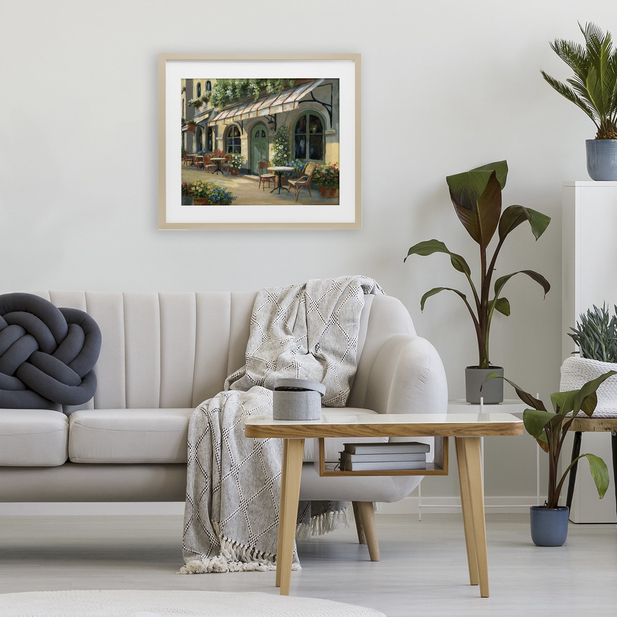 Stupell Industries Cozy Cafe Sunlit Patio Birch Framed Print Under Glass, design by Nan
