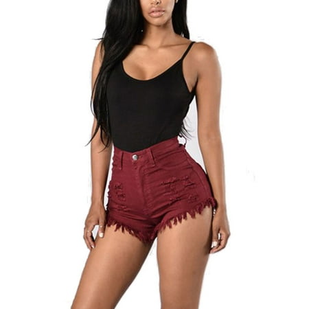 High Waisted Denim Shorts - Women Summer High Waisted Denim Jeans Slim Beach Pants Hot Casual Mini Shorts