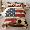 thumbnail image 2 of Erosebridal Football Sport Boys Girls Twin Quilt Set, Rustic Wooden Plank Twin Coverlet Set, 2pcs, 2 of 7