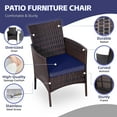 thumbnail image 2 of Patio Porch Furniture Sets 3 Pieces Rattan Wicker Chairs with Table Outdoor Garden Furniture Sets Conversation Sets Patio with Coffee Table for Yard and Bistro (Large/Brown/Navy), 2 of 9