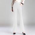 thumbnail image 2 of Clearance RYRJJ Women's Flare Yoga Dress Pants High Waisted Pull On Stretchy Work Slacks Pants Wide Leg Bootcut Trousers for Business Office with Pockets(White,XXL), 2 of 4