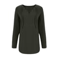 thumbnail image 4 of Timegard Hauts pour Femmes Col en V avec Cordon de Serrage Blouse Mi-Longue Confortable Décontractée Couleur Unie Mode Automne, 4 of 6