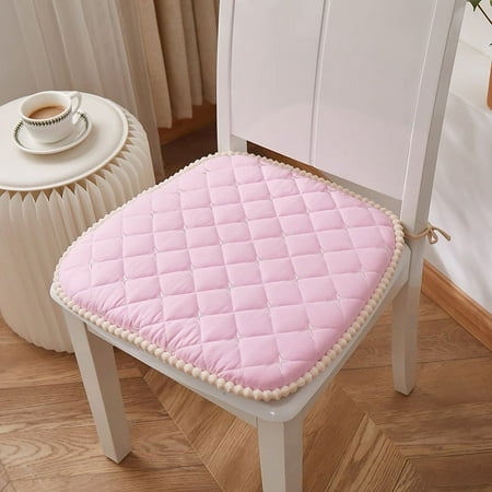 

XmhyTop-A Chair Cushion with Ties for Dining Chairs Soft and Comfortable Textured Memory Foam Kitchen Chair Pads with Non-Slip Backing Pink Indoor Dining Room Chair Cushions Set of 3