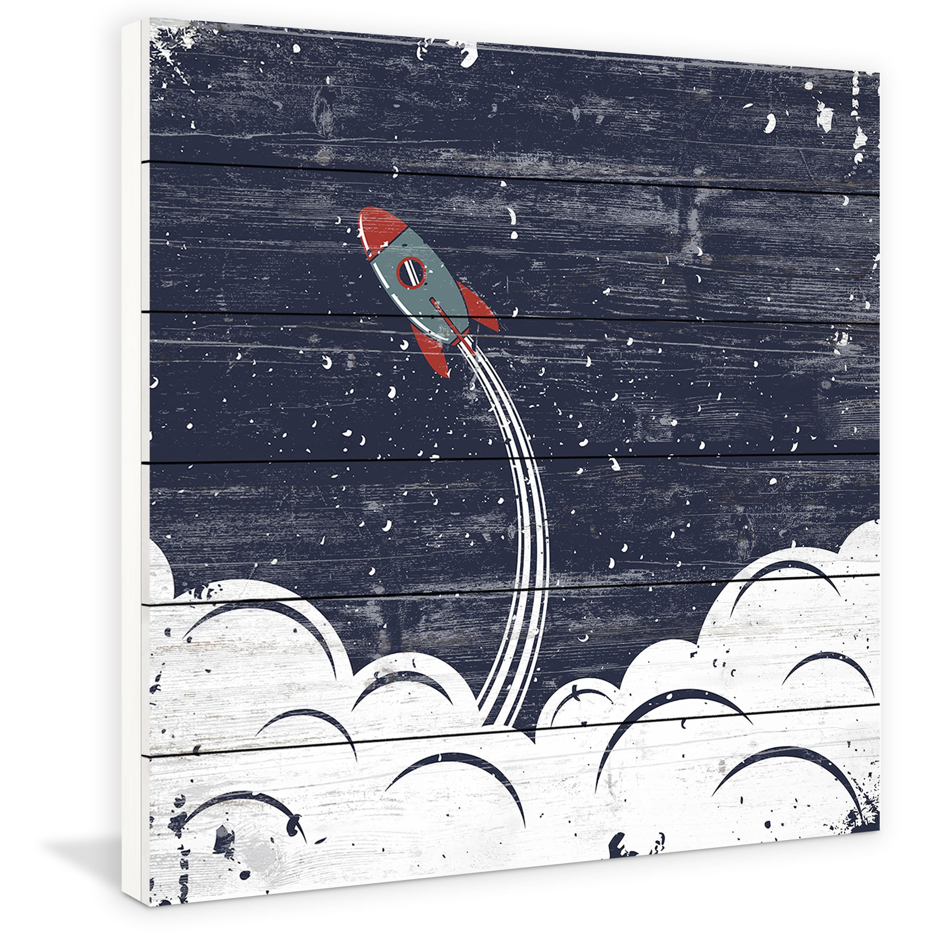 Marmont Hill - "Bursting Through Clouds" Painting Print on White Wood