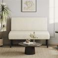 thumbnail image 3 of Yaheetech Corduroy Armless Loveseat with Strong Rubberwood Legs & USB Ports, Beige, 3 of 8