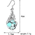 thumbnail image 2 of Texturized silver teardrop with Turquoise earrings vintage dangle earrings for women, 2 of 4
