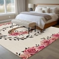 thumbnail image 4 of Large Area Rugs for Living Room Bedroom, Pink Roses 6'x9' Rug Washable Carpet Runner Indoor Outdoor, Spring Horseshoes Floral Leaves Rustic Non Slip Floor Mats Rug for Kitchen, Playroom, 4 of 8