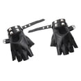 thumbnail image 2 of Guantes de cuero PU góticos sin dedos para ciclismo deportes negro, 2 of 5