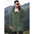 thumbnail image 4 of DARING DIVA Men's Mid-Length Outerwear Zipper Quilted Hooded Padded Coat S Dark Green, 4 of 7