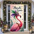 thumbnail image 6 of Flamingo Design Mardi Gras Banner Feather Mask Carnival Display Purple Green Gold Beaded Decoration Flamingo Backdrop for Mardi Gras Party Carnival Celebration Indoor Decoration, 6 of 9