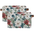 thumbnail image 2 of Storage Basket Christmas Flowers Foldable Canvas Laundry Baskets Bin Waterproof Inner Layer with Sturdy Handles for Toy Nursery Blanket Clothes 1 Pack, 2 of 7
