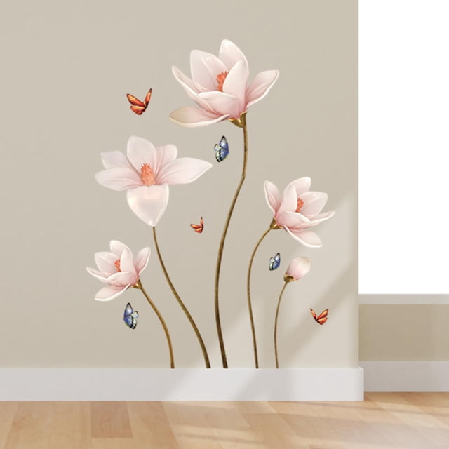 Calcomanía de pared de flores, pegatina de pared Floral, murales autoadhesivos de PVC extraíbles para sala de estar, cocina, sofá, TV, fondo de vidrio