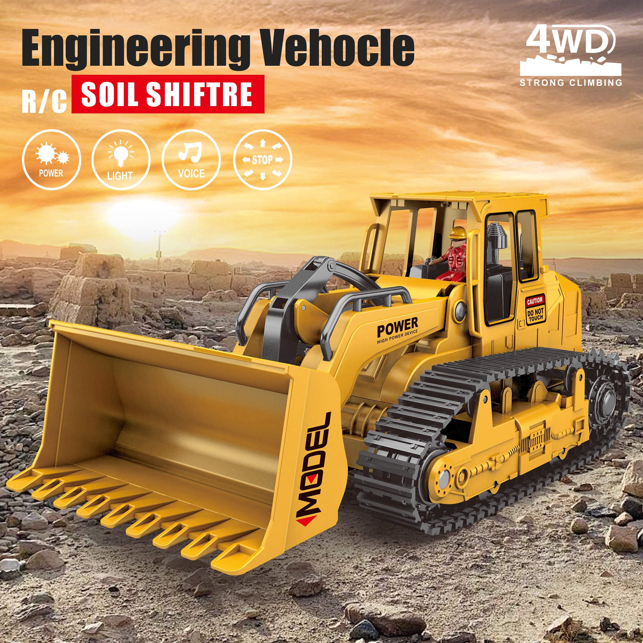95272FUNN 1/20 Scale 6-Channel RC Hydraulic Excavator & Bulldozer 2-in-1 – Engineering Vehicle Toy for Kids Ages 3+