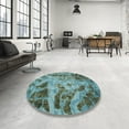 thumbnail image 3 of Ahgly Company Indoor Square Abstract Blue Green Persian Area Rugs, 7' Square, 3 of 6