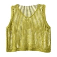 thumbnail image 4 of VSSSJ Men's Crochet Tank Tops Hollow Out Loose Knit Summer Sleeveless Tops Crew Neck Casual Vacation Beach See Through T Shirts Yellow Free Size, 4 of 5