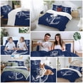 thumbnail image 6 of Anchor Duvet Cover Set Full Size Nautical Knot Navy Blue Soft Lightweight Comforter Covers 4 Piece Bedding Set with 1 Duvet Cover 1 Bed Sheet & 2 Pillow Shams, 6 of 8