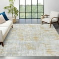 thumbnail image 2 of ZACOO Area Rug 4' x 6'Indoor Floor Soft Rug Mat Foldable Accent Rug for Living Room Bedroom Dining Room Machine Washable Rug, Grey/Yellow, 2 of 8