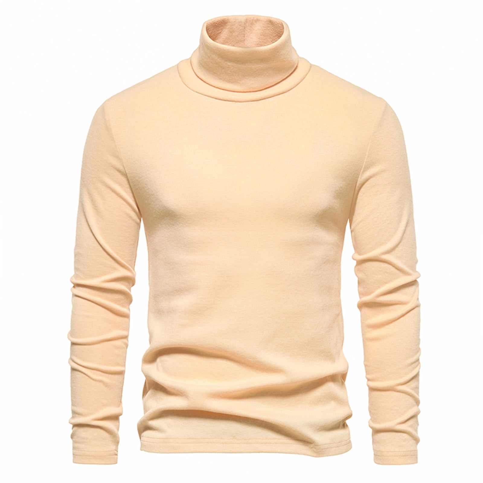Men's Long Sleeve Cotton T Shirt Classic High Neck Casual