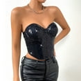 thumbnail image 5 of Mittory Women's Glitter Sequin Bustier Corset Top Back Zipper Strapless Tube Top Festival Outfits for Women and Girls, 5 of 7