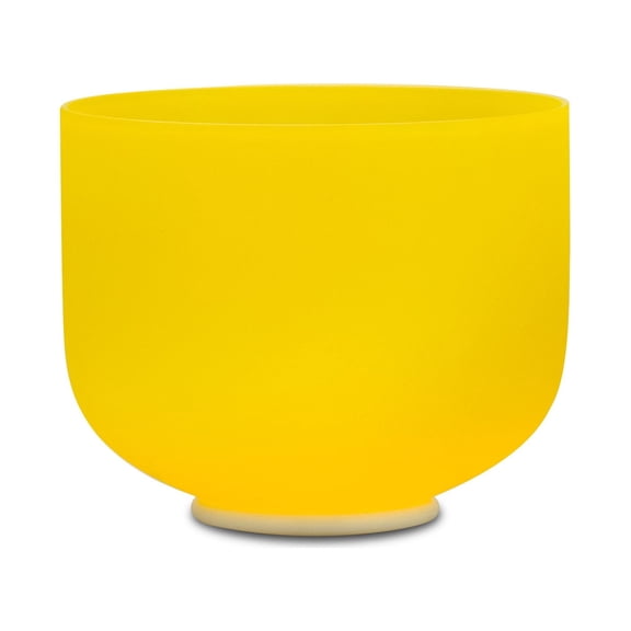 TOPFUND 432Hz Yellow E Note 8 inch Crystal Singing Bowl Solar Plexus Chakra with Heavy duty carrying case and Suede Stick
