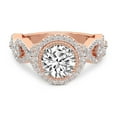 thumbnail image 4 of IGI Certified 2 Carat Round Shape Lab Grown Diamond Engagement Ring | 14K Rose Gold | Prestigia Criss Cross Halo Diamond Ring | FG-VS1-VS2 Quality Friendly Diamonds, 4 of 7