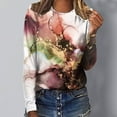 thumbnail image 2 of IROINID en Solde T-Shirt à Manches Longues en Polyester pour Femmes Confortable Dames Col Rond Hauts Amples T-Shirts Imprimés Blouse, Rouge, 2 of 5