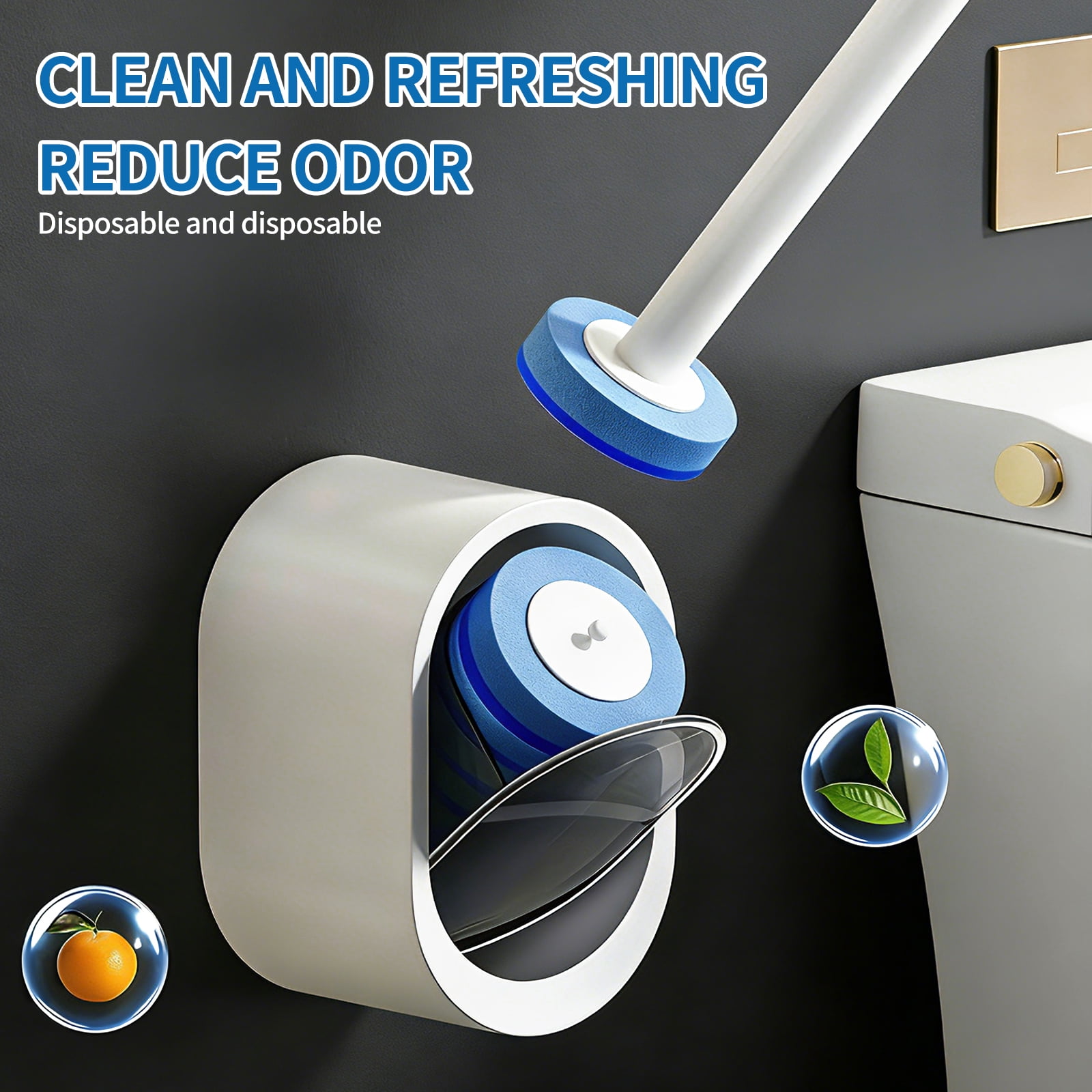 SOPAMI Disposable Toilet Cleaning System - Toilet Wand Kit with 32 High-Performance Refills, Wall Mounted Toilet Brush and Holder for Deep Cleaning Bathroom 32pcs