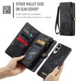 thumbnail image 5 of Dteck 2 in 1 Detachable for Samsung Galaxy S25 Edge Wallet Case with Card Holder, Shockproof Retro Premium Flip Leather Cover Magnetic Zipper Pocket Phone Cases, Black, 5 of 7