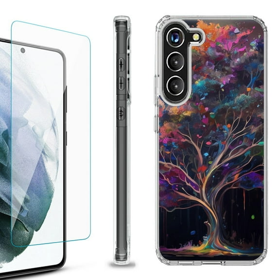 OneToughShield ® for Samsung Galaxy S23  S23 Plus 5G Shockproof Bumper Phone Case, with Tempered Glass Screen Protector - Tree of Life
