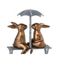 thumbnail image 3 of Romantic Rabbit Pair on Bench Copper and Grey Metal Garden Sculpture, 3 of 3