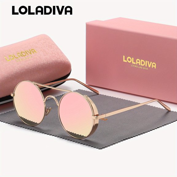 LolaDiva Unisex Casual Full Frame Sunglasses  Fashionable Hiking Driving Round Sunglasses UV400