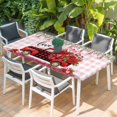 thumbnail image 2 of Valentine's Day Table Cloths for 5 Foot Rectangle Tables, Red Truck Roses Love Leaves Pink Plaid Patio Waterproof Elastic Fitted Tablecloths, Washable Rectangular Table Cover for Camping, 2 of 8