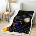 thumbnail image 2 of Solar System Throw Blanket for Boys Girls Outer Space Blanket Universe Themed Decor Fleece Blanket Galaxy Starry Sky Fuzzy Blanket for Teens Kids Space Planet Print Sherpa Blanket 30“x40", 2 of 6