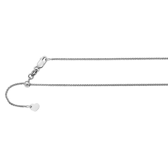 Primal Gold 10 Karat White Gold 1mm Adjustable Wheat Chain