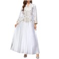 thumbnail image 2 of Qiopertar Robe Musulmane Imprimée à Manches Longues Col en V Robe Formelle et Robe à la Cheville en Solde à Moins de 5$ en Solde, 2 of 9