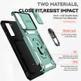 thumbnail image 2 of Galaxy S21 Case,Dteck Shockproof Rubber Rugged Case Hybrid Hard Ring Holder Kickstand Slide Camera Lens Protector Cover for Samsung Galaxy S21,Darkgreen, 2 of 8